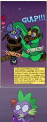Size: 700x1815 | Tagged: safe, artist:snakeythingy, mane-iac, spike, dragon, snake, g4, aroused, blushing, choking, coils, comic, comic book, confused, crossed hooves, dialogue, heart, kaa, kaa eyes, mind control, one-sided love, peril, story included, the tables have turned, tl;dr, unrequited