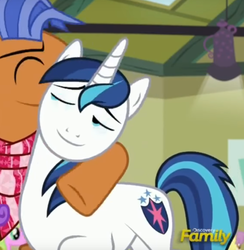 Size: 850x870 | Tagged: safe, screencap, shining armor, spearhead, pegasus, pony, unicorn, a flurry of emotions, g4, cropped, male, out of context, stallion