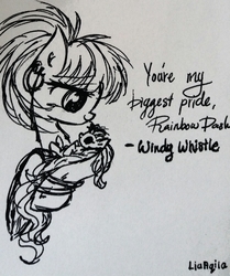 Size: 1899x2269 | Tagged: safe, artist:liaaqila, rainbow dash, windy whistles, pony, g4, baby, baby pony, cute, dashabetes, female, filly, foal, mare, monochrome, mother and daughter, tiny ponies, traditional art, wip