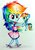 Size: 744x1074 | Tagged: safe, artist:liaaqila, rainbow dash, pony, equestria girls, g4, cute, daaaaaaaaaaaw, dashabetes, duo, self ponidox, tiny ponies, traditional art