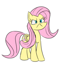 Size: 1000x1000 | Tagged: safe, artist:rigamortis_man, fluttershy, pony, g4, :<, peeved, simple background, solo, white background