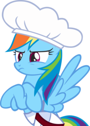 Size: 3093x4294 | Tagged: safe, artist:greseres, rainbow dash, pegasus, pony, g4, season 2, the last roundup, chef's hat, crossed arms, crossed hooves, female, frown, hat, high res, mare, rainbow dash is not amused, simple background, solo, transparent background, unamused, vector