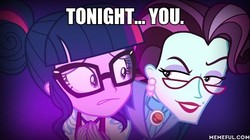 Size: 600x337 | Tagged: safe, edit, edited screencap, screencap, principal abacus cinch, sci-twi, twilight sparkle, equestria girls, friendship games, aqua teen hunger force, dirty cinch macros, evil grin, female, glasses, grin, hand on shoulder, image macro, meme, memeful.com, parody, personal space invasion, principal and student, reference, smiling, stranger danger, uncomfortable, unleash the magic