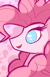 Size: 3300x5100 | Tagged: safe, artist:flamevulture17, pinkie pie, earth pony, pony, g4, abstract background, absurd resolution, bust, colored pupils, cute, female, happy, mare, portrait, profile, smiling, solo