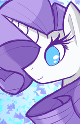Size: 3300x5100 | Tagged: safe, artist:flamevulture17, rarity, pony, unicorn, g4, abstract background, absurd resolution, bust, colored pupils, eyelashes, female, mare, portrait, profile, smiling, solo
