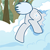 Size: 100x100 | Tagged: safe, artist:foxbeast, oc, oc only, oc:silver puff, oc:snow puff, pony, animated, butt, buttstuck, gif, gif for breezies, hoofy-kicks, icon, picture for breezies, plot, snow, stuck, underhoof