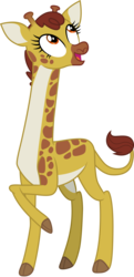 Size: 3001x6176 | Tagged: safe, artist:cloudy glow, clementine, giraffe, fluttershy leans in, g4, .ai available, absurd resolution, cloven hooves, female, raised hoof, simple background, solo, transparent background, vector, white background