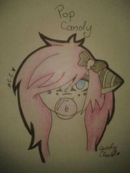 Size: 320x426 | Tagged: safe, artist:pinkcloudhugger, oc, oc only, oc:popcandy, pony, bubblegum, food, gum, solo, traditional art