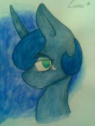 Size: 480x640 | Tagged: safe, artist:pinkcloudhugger, princess luna, pony, g4, bust, female, portrait, solo, traditional art