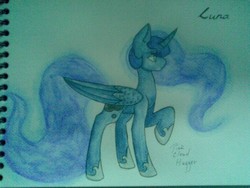 Size: 960x720 | Tagged: safe, artist:pinkcloudhugger, princess luna, alicorn, pony, g4, female, raised hoof, solo, traditional art