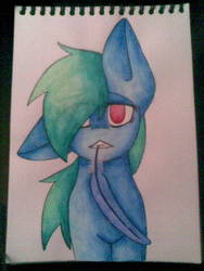 Size: 360x480 | Tagged: safe, artist:pinkcloudhugger, oc, oc only, oc:candy cloud, pony, feather, solo, traditional art