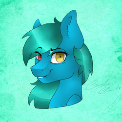 Size: 4271x4271 | Tagged: safe, artist:pinkcloudhugger, oc, oc only, oc:candy cloud, pony, abstract background, absurd resolution, bust, ear fluff, female, heterochromia, lip piercing, mare, piercing, portrait, solo