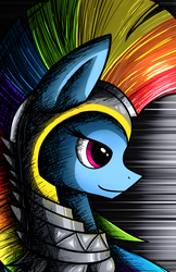 Size: 3300x5100 | Tagged: safe, artist:flamevulture17, rainbow dash, pony, g4, absurd resolution, female, helmet, mare, smiling, solo