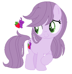 Size: 293x298 | Tagged: safe, artist:brownmota, oc, oc only, oc:lilac berry, earth pony, pony, base used, female, filly, fruit, magical lesbian spawn, mare, offspring, parent:applejack, parent:twilight sparkle, parents:twijack, simple background, solo, transparent background