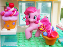 Size: 900x675 | Tagged: safe, artist:the-nunnally, pinkie pie, earth pony, pony, g4, cupcake, food, irl, photo, solo, toy