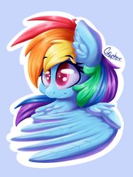 Size: 1831x2436 | Tagged: safe, artist:graphene, rainbow dash, pegasus, pony, g4, bust, colored pupils, cute, dashabetes, female, mare, multicolored hair, signature, smiling, solo