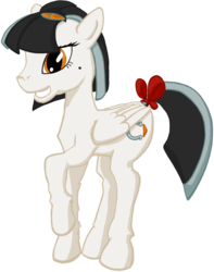 Size: 1293x1639 | Tagged: safe, artist:copperbezel, oc, oc only, oc:fortuity pure, pegasus, pony, beauty mark, female, mare, raised hoof, simple background, solo, transparent background