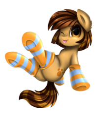 Size: 2550x2850 | Tagged: safe, artist:pridark, oc, oc only, oc:kazzy, pony, butt, clothes, commission, cute, female, high res, looking at you, mare, ocbetes, one eye closed, plot, simple background, smiling, socks, solo, stockings, striped socks, thigh highs, tongue out, transparent background, wink, ych result