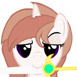 Size: 1000x1000 | Tagged: safe, artist:toyminator900, oc, oc only, oc:iphigenia, pony, female, looking at you, mare, simple background, solo, sword, transparent background, weapon