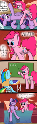 Size: 1200x4000 | Tagged: safe, artist:crashbrowns, pinkie pie, rainbow dash, twilight sparkle, alicorn, earth pony, pegasus, pony, g4, chalkboard, comic, cute, cute little fangs, fangs, female, mare, math, pythagorean theorem, twilight sparkle (alicorn)