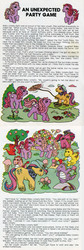 Size: 632x1878 | Tagged: safe, official comic, baby lickety-split, fiery, flash (g1), slugger, sparks (g1), spike (g1), steamer (g1), tex, tutti frutti, dragon, g1, my little pony and friends, official, an unexpected party game, baby lickety, clone, cousin, first tooth baby ponies, food, ice cream, innocent innuendo, lasso, messy, my little pony and friends #7, not scat, origin story, pancake day, pancakes, princess pony dragons, rope, story