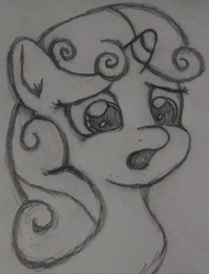 Size: 705x924 | Tagged: safe, artist:treekickerdraws, sweetie belle, pony, g4, cute, pencil drawing, shocked, traditional art