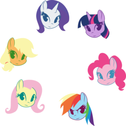 Size: 4140x4140 | Tagged: safe, artist:up1ter, applejack, fluttershy, pinkie pie, rainbow dash, rarity, twilight sparkle, pony, g4, absurd resolution, cowboy hat, female, hat, mane six, mare, simple background, smiling, stetson, transparent background, vector