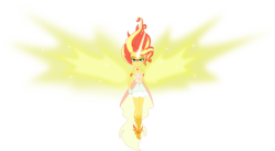 Size: 5686x3143 | Tagged: safe, artist:nstone53, sunset shimmer, equestria girls, g4, my little pony equestria girls: friendship games, absurd resolution, artificial wings, augmented, clothes, daydream shimmer, dress, face paint, female, floating, magic, magic wings, simple background, solo, transparent background, vector, wings