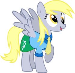 Size: 736x715 | Tagged: safe, artist:superelectrogirl98, derpy hooves, pegasus, pony, g4, clothes, equestria girls outfit, raised hoof, simple background, smiling, vector, white background