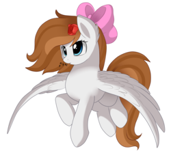 Size: 2918x2614 | Tagged: safe, artist:pridark, oc, oc only, pony, bow, commission, female, flying, high res, mare, simple background, solo, transparent background, whistling