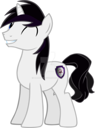 Size: 1024x1377 | Tagged: safe, artist:barrfind, oc, oc only, oc:barrfind, pony, unicorn, one eye closed, simple background, smiling, solo, transparent background, vector, watermark, wink