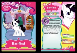 Size: 875x601 | Tagged: safe, artist:shadowblazer3, oc, oc only, oc:barrfind, pony, unicorn, g4, card, carousel boutique, fake, male, reference sheet, solo, stallion, vector