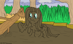 Size: 1299x791 | Tagged: safe, artist:amateur-draw, fluttershy, pony, g4, ms paint, mud, muddy, swamp, tree