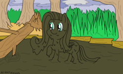 Size: 1299x791 | Tagged: safe, alternate version, artist:amateur-draw, fluttershy, pony, g4, ms paint, mud, muddy, swamp, tree