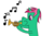 Size: 776x515 | Tagged: safe, artist:amateur-draw, oc, oc only, oc:belle boue, pony, unicorn, ms paint, music notes, musical instrument, simple background, trumpet, white background