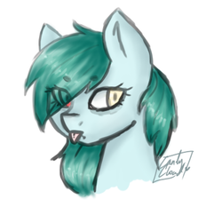 Size: 799x744 | Tagged: safe, artist:pinkcloudhugger, oc, oc only, oc:candy cloud, pony, :p, bust, hair over one eye, heterochromia, portrait, simple background, solo, tongue out, white background