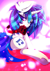 Size: 1358x1920 | Tagged: safe, artist:rariedash, dj pon-3, vinyl scratch, pony, unicorn, g4, colored pupils, female, headphones, looking back, mare, solo