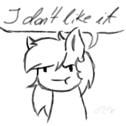 Size: 4271x4271 | Tagged: safe, artist:pinkcloudhugger, oc, oc only, oc:candy cloud, pony, :t, absurd resolution, bust, dialogue, grayscale, monochrome, portrait, simple background, solo, speech bubble, white background