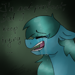 Size: 4271x4271 | Tagged: safe, artist:pinkcloudhugger, oc, oc only, oc:candy cloud, pony, absurd resolution, bust, crying, floppy ears, lip piercing, nose wrinkle, piercing, portrait, profile, sad, solo
