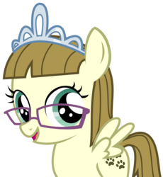 Size: 2569x2794 | Tagged: safe, artist:sketchmcreations, zippoorwhill, pony, forever filly, g4, female, glasses, happy, high res, jewelry, looking at you, open mouth, simple background, solo, tiara, transparent background, vector