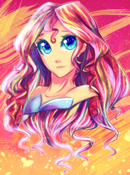 Size: 1410x1895 | Tagged: safe, artist:saradere, sunset shimmer, equestria girls, g4, bust, color porn, eye reflection, female, looking at you, portrait, reflection, solo