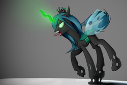 Size: 6000x4000 | Tagged: safe, artist:renderpoint, queen chrysalis, changeling, changeling queen, g4, absurd resolution, female, gradient background, magic, solo, tongue out