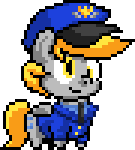 Size: 135x150 | Tagged: safe, artist:sonicboy112, derpy hooves, pegasus, pony, g4, clothes, day dreaming derpy, female, mailmare, mare, pixel art, simple background, smiling, solo, transparent background, uniform