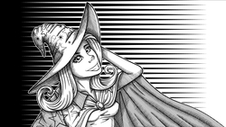 Size: 1920x1080 | Tagged: safe, artist:lykas13, trixie, human, g4, black and white, cape, clothes, crosshatch, female, grayscale, hat, humanized, monochrome, solo, trixie's cape, trixie's hat