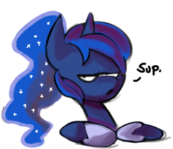 Size: 923x793 | Tagged: safe, artist:fauxsquared, princess luna, alicorn, pony, luna-afterdark, trixie is magic, g4, female, solo, sup