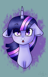 Size: 1649x2649 | Tagged: safe, artist:pinkcloudhugger, twilight sparkle, pony, g4, bust, female, floppy ears, mare, solo