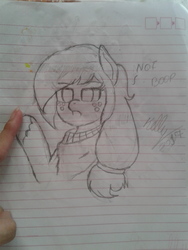 Size: 2576x1932 | Tagged: safe, oc, oc only, oc:applemartini, pony, boop denied, dialogue, hand, lined paper, pencil drawing, traditional art