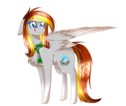 Size: 3000x2520 | Tagged: safe, artist:php146, oc, oc only, pegasus, pony, art trade, chest fluff, clothes, eye clipping through hair, female, high res, looking back, mare, scarf, simple background, transparent background