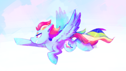 Size: 1280x720 | Tagged: safe, artist:apotozart, rainbow dash, pony, g4, female, flying, solo