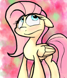 Size: 528x611 | Tagged: safe, artist:hoodie, fluttershy, pegasus, pony, g4, blushing, female, looking up, mare, solo